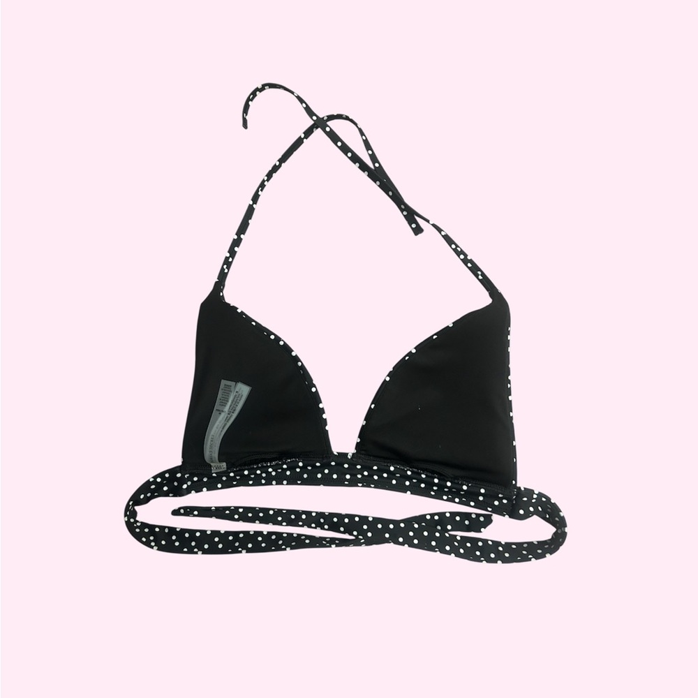 Black Polka Dot Victorias Secret Triangle Bikini Top - Picture 2 of 3